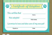 Pet Adoption Certificate / Instant Download Printable Pet regarding Cat Birth Certificate Free Printable