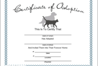 Pet Adoption Printable Certificate within Pet Adoption Certificate Template Free 23 Designs