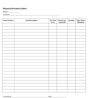 Physical Inventory Sheet 1  Small Business Free Forms regarding Amazing Medication Inventory Log Template
