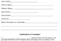 Pics Photos Birth Certificate Translation Template Spanish intended for Awesome Birth Certificate Translation Template English To Spanish