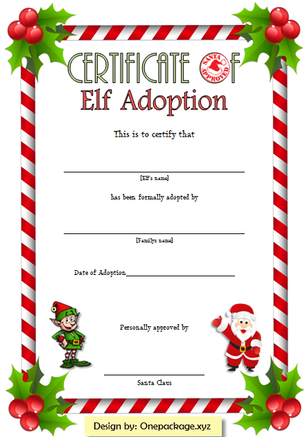 Pin On Elf Adoption Certificate Free Download regarding Free Elf Adoption Certificate Free Printable