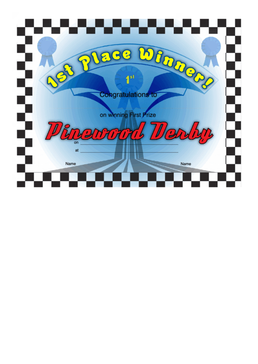 Pinewood Derby  1St Place Certificate Printable Pdf Download throughout Pinewood Derby Certificate Template