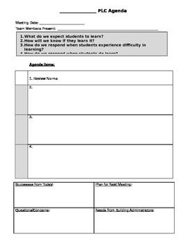 Plc Agenda  Professional Learning Communities in Awesome Management Meeting Agenda Template