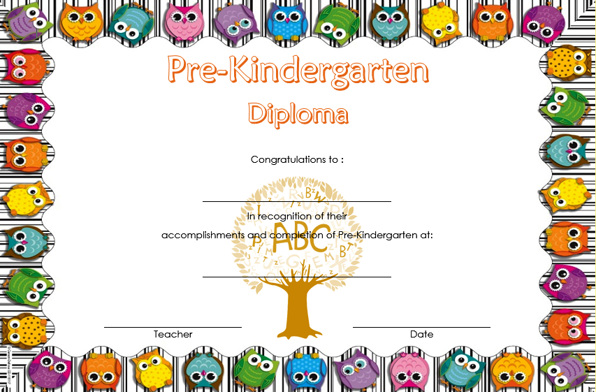 Pre K Diploma Certificate Editable  10 Great Templates throughout Pre Kindergarten Diplomas Templates Printable Free