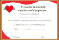 Premarital Counseling Certificate Of Completion Template throughout Marriage Counseling Certificate Template