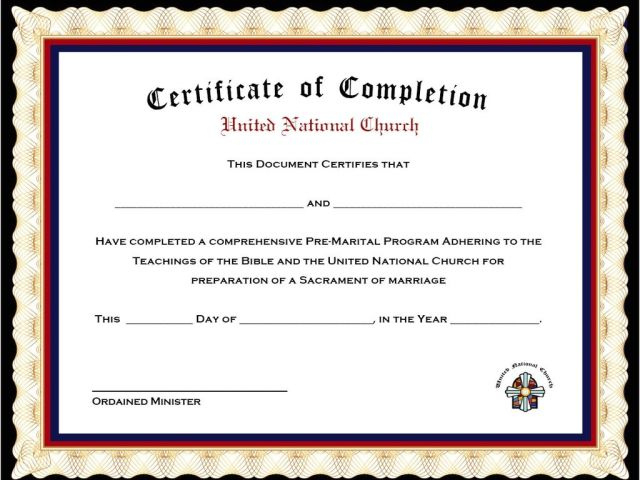 Premarital Counseling Certificate Of Completion Template with Marriage Counseling Certificate Template