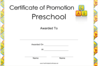 Preschool Certificate Of Promotion Template Download for Amazing Outstanding Volunteer Certificate Template