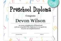 Preschool Diploma Certificate  Certificate Templates regarding Best Classroom Certificates Templates