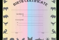 Printable Birth Certificate For Animals  Templates At inside Stuffed Animal Birth Certificate Template 7 Ideas