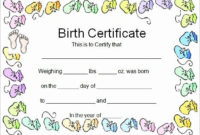 Printable Birth Certificate Template Elegant Word inside Free Cute Birth Certificate Template