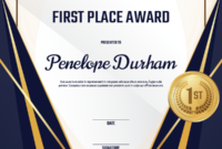 Printable First Place Medal Award Certificate Template regarding Printable Honor Award Certificate Template