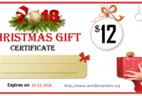 Printable Gift Certificate Templates For 2018  15 Free inside Christmas Gift Certificate Template Free Download