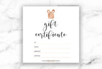 Printable Rose Gold Gift Certificate Template Editable intended for Amazing Editable Fitness Gift Certificate Templates