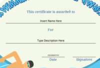 Professional Certificate Templates with regard to Amazing Swimming Award Certificate Template