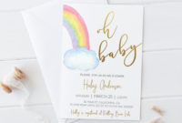 Rainbow Baby Shower Invitation Printable Oh Baby Invite  Etsy within Best Baby Shower Gift Certificate Template