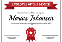 Red Employee Monthly Recognition Certificate Template throughout Employee Appreciation Certificate Template