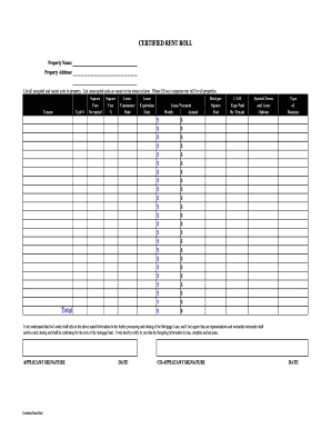 Rent Roll Form  Fill Online Printable Fillable Blank with regard to Rental Payment Log Template