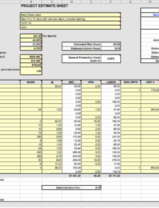 Residential Cost Estimate Template intended for Printable Cost Of Goods Sold Spreadsheet Template
