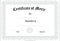 Sample Certificate Of Merit Award intended for Merit Award Certificate Templates