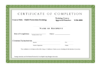 Sample Training Completion Certificate Template  Edit within Printable Training Completion Certificate Template