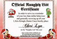 Santa Naughty List Certificates  Official Naughty List for Free Santas Nice List Certificate Template Free