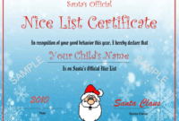 Santa'S Nice List Certificate  Blue Snowflake Design with regard to Santas Nice List Certificate Template Free