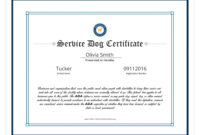 Service Dog Certificate Template  Addictionary pertaining to Best Dog Training Certificate Template