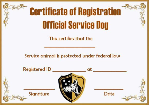 Service Dog Papers Template  Service Dogs Certificate inside Dog Training Certificate Template