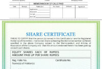 Share Certificate  Indiafilings Intended For Template For throughout Template For Share Certificate