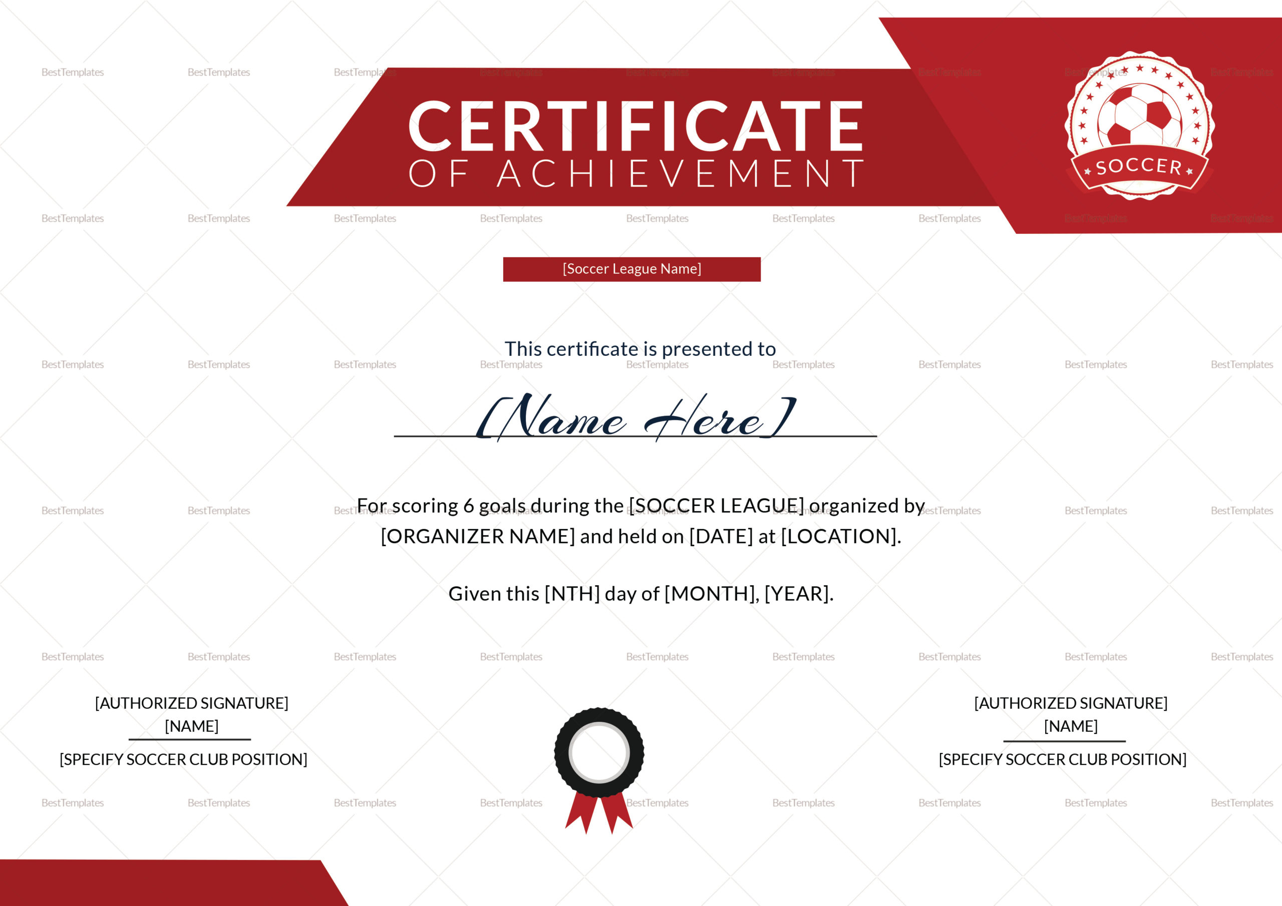Soccer Achievement Certificate Design Template In Psd Word intended for Certificate Of Achievement Template Word
