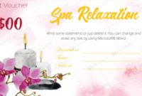 Spa Gift Certificate Template 22 Editable  Printable regarding Amazing Spa Gift Certificate