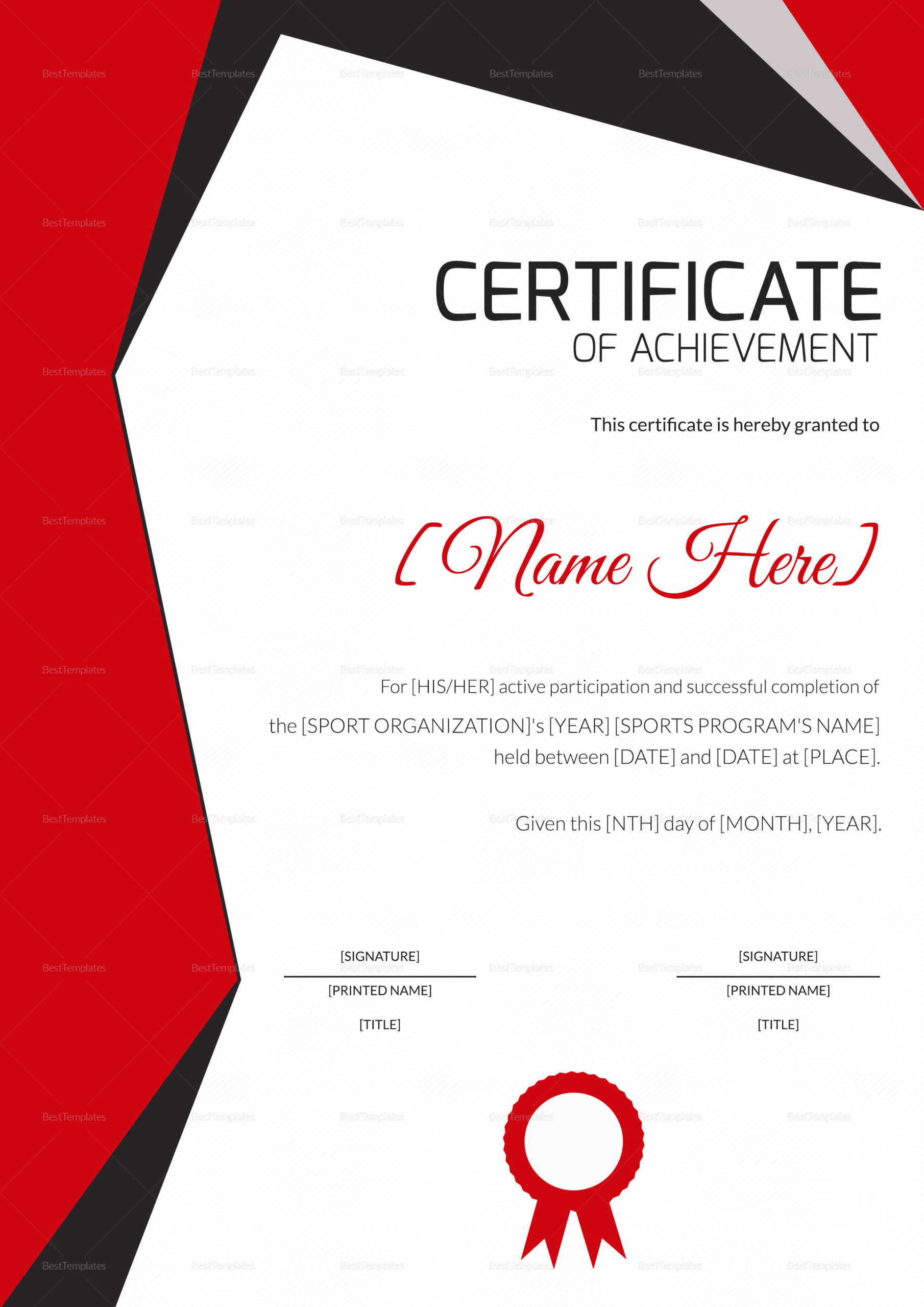 Sports Achievement Award Certificate Design Template In regarding Baseball Award Certificate Template