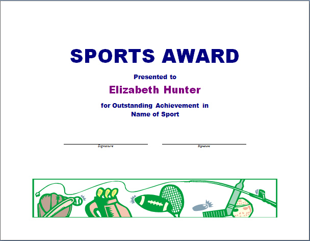 Sports Award Certificate Templates For Word  Matah pertaining to Athletic Award Certificate Template