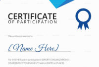 Sports Certificate Of Participation Template  Certificate regarding Participation Certificate Templates Free Printable