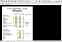 Start Up Capital Estimation Template Free throughout Best Business Startup Cost Template