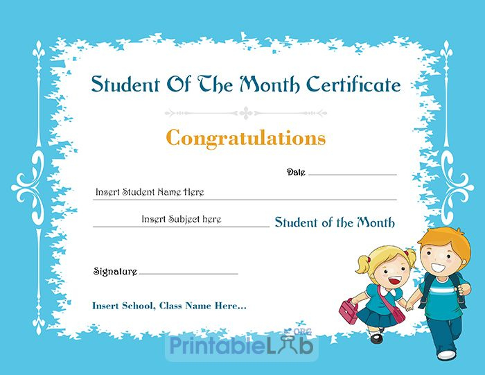 Student Of The Month Certificate Design In Downy Malibu pertaining to Free Printable Student Of The Month Certificate Templates