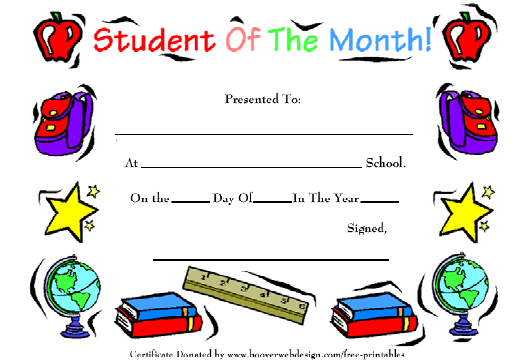 Student Of The Month School Award Template Download regarding Free Printable Student Of The Month Certificate Templates