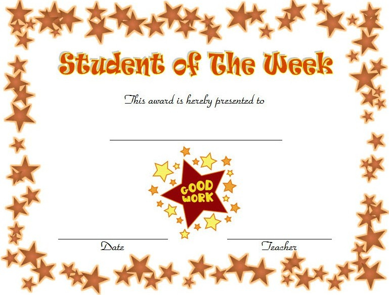 Student Of The Week Certificate Top 10 Super Star Designs in Amazing Star Of The Week Certificate Template