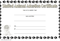 Stuffed Animal Adoption Certificate Template Free 2020 in Awesome Unicorn Adoption Certificate Templates