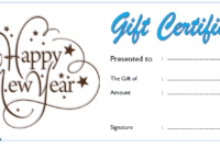 Sweet And Elegant New Year Gift Certificate Template Free regarding Printable Elegant Gift Certificate Template