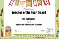 Teacher Of The Year Certificate Printable Luxury Free within Awesome Teacher Appreciation Certificate Templates