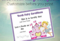 Tooth Fairy Certificate with regard to Printable Tooth Fairy Certificate Template Free