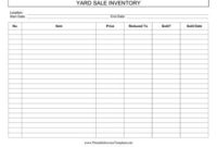 Track Sold And Unsold Items At A Yard Sale With This inside Inventory Log Sheet Template