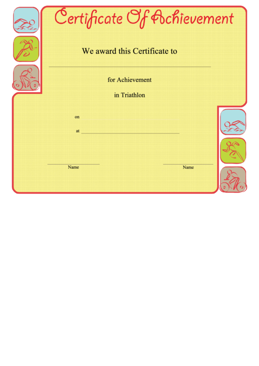 Triathlon Achievement Certificate Template Printable Pdf throughout Weight Loss Certificate Template Free