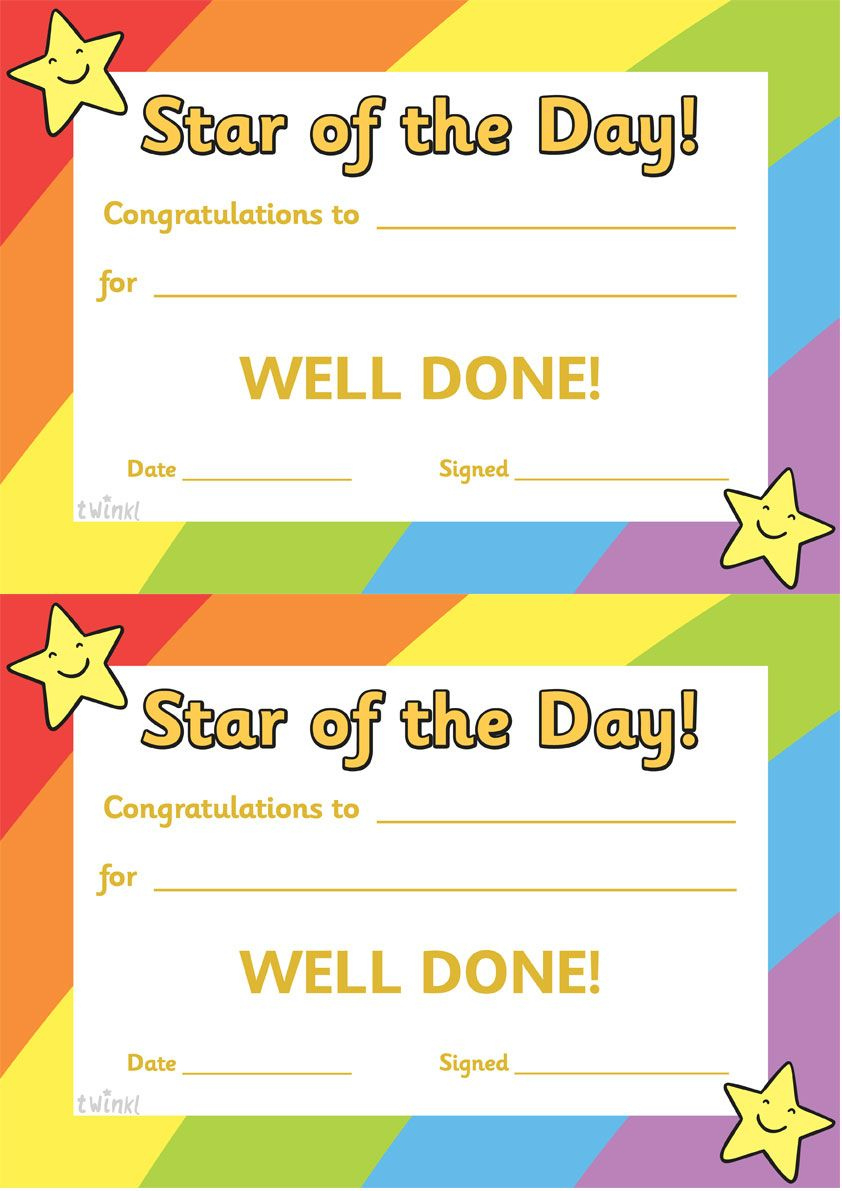 Twinkl Resources  Star Of The Day A4 Poster  Classroom throughout Quality Player Of The Day Certificate Template