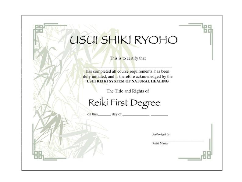 Two Usui Reiki I Certificate Printable Templates  Etsy throughout Free Share Certificate Template Australia