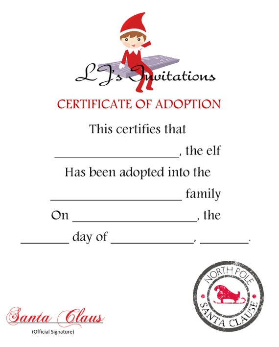 Unavailable Listing On Etsy within Free Elf Adoption Certificate Free Printable