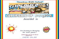 Vbs Certificate Super Heros  Vacation Bible School regarding Printable Free Vbs Certificate Templates
