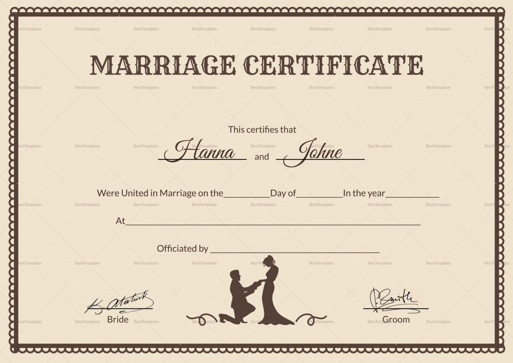 Vintage Certificate Template Word  Certificate Templates with regard to Quality Marriage Certificate Template Word 10 Designs