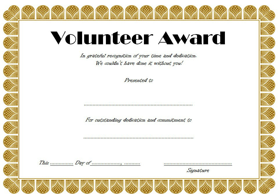 Volunteer Of The Year Certificate 10 Best Design Awards with Years Of Service Certificate Template Free 11 Ideas